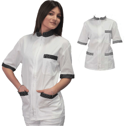 Casacca giacca donna chef cucina cuoca lavoro bar laboratorio zip mezze maniche - Personalizzabile con il tuo logo S Quadretto